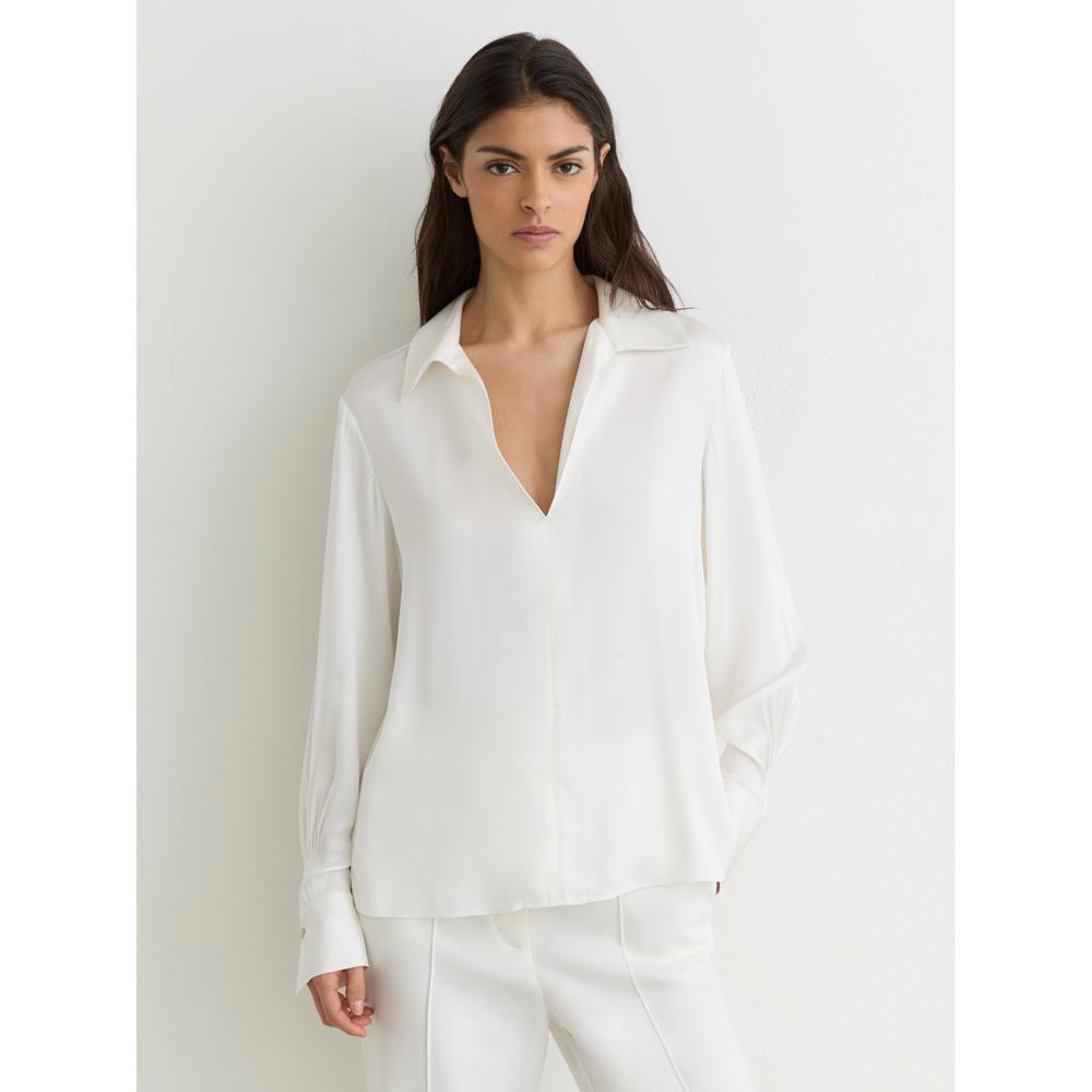REISS Orla Silk-Blend Open-Collar Shirt